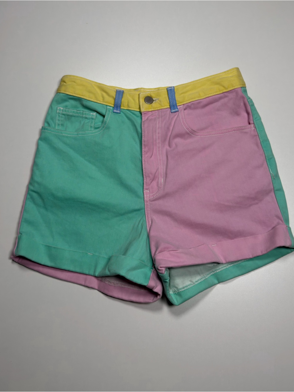 American Apparel Pastel Colorblock Shorts - Pink, Mint & Yellow size 28/29